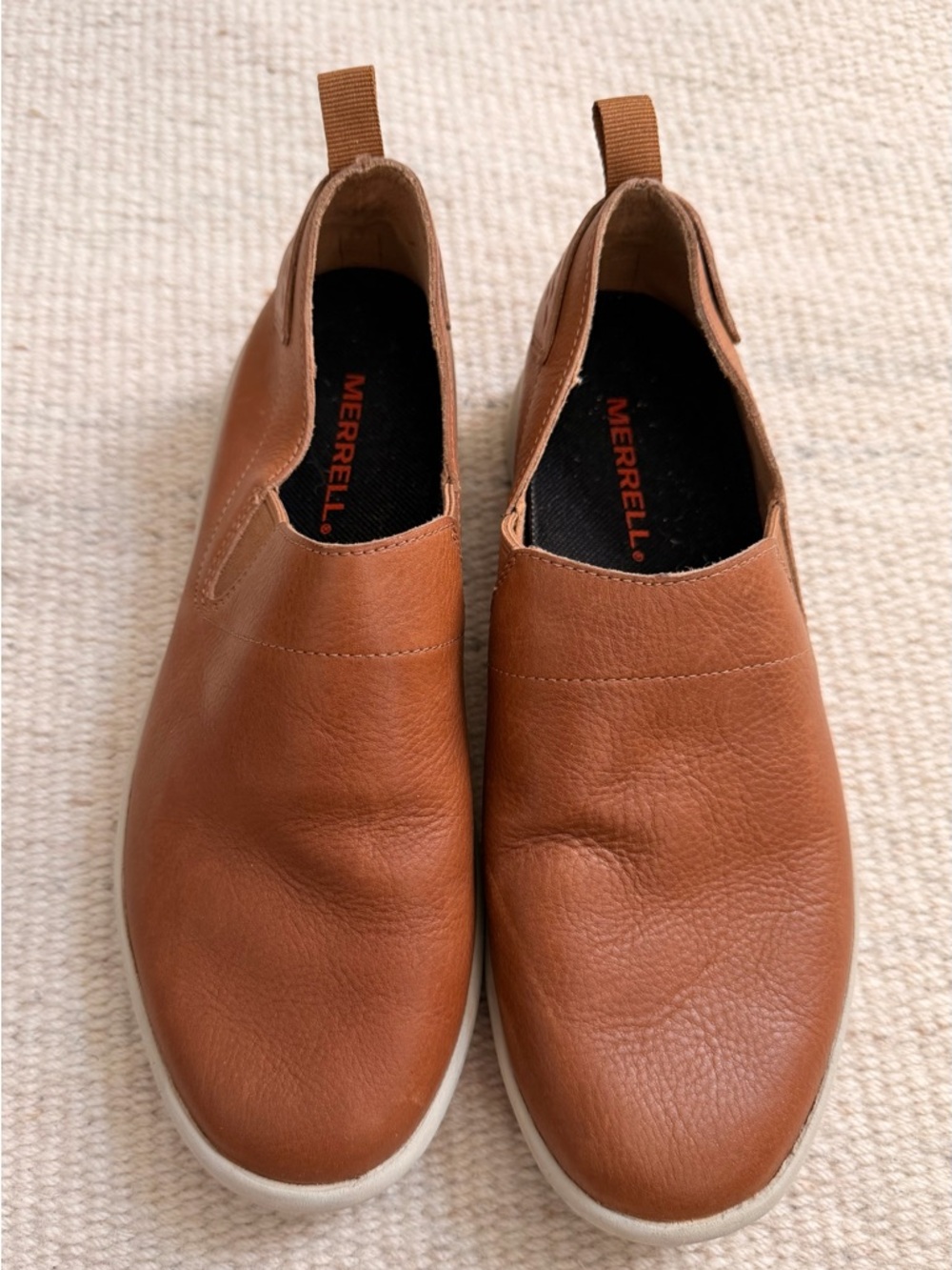 Merrell Men's Slip-On Loafers in Tan Leather